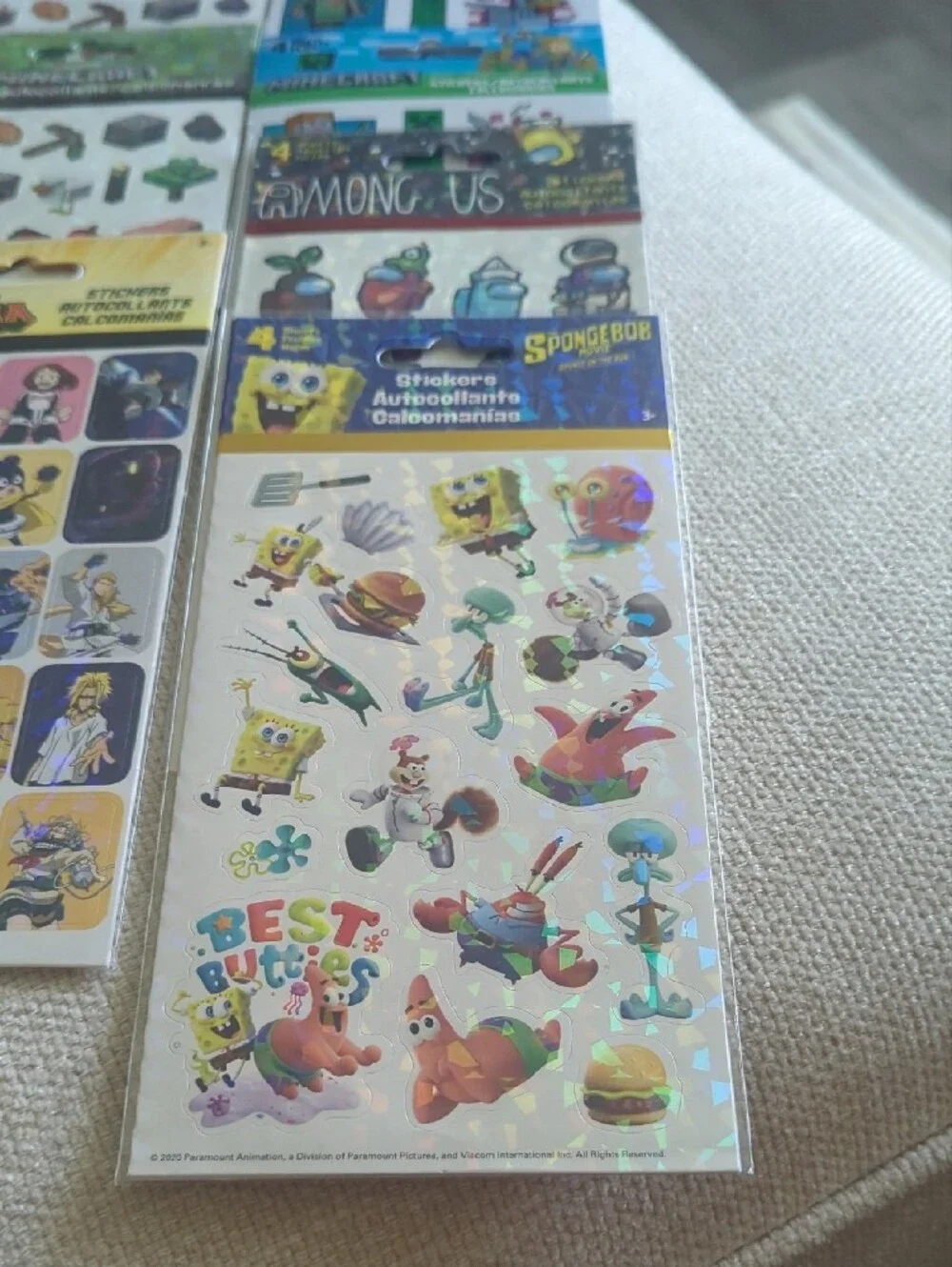Holographic SpongeBob & Character Sticker Pack - Yellow Accents